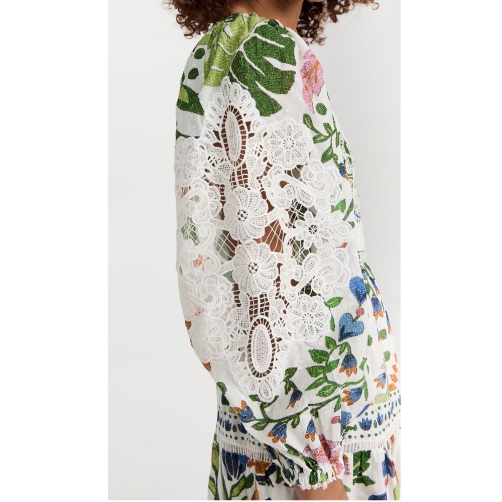FARM Rio Summer Garden Embroidered Midi | Sz M - Picture 6 of 9